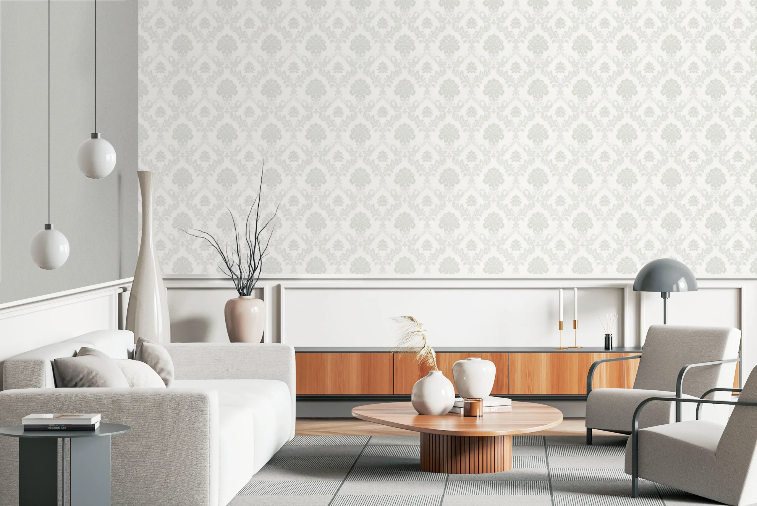 White Embossed Wallpaper – Natural Charm (24206-1)